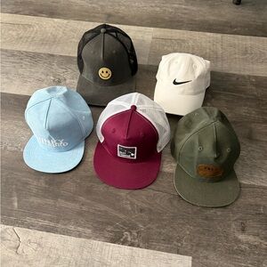 5 Toddler Snapbacks (3 Binky Bro, 1 Nike, 1 art class)